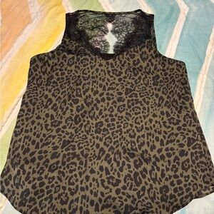 Express Black and Olive Animal Print Blouse